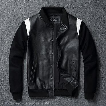 куртки кожанные: Телячья кожа натуральная на рост 173-180см. Бомбер-варсити - — 4