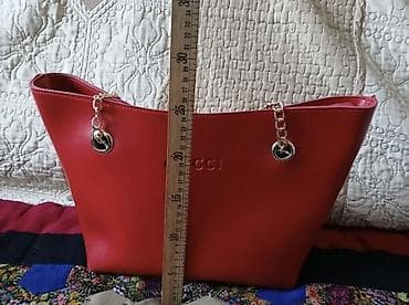 Сумкалар: Красная женская сумка-тоут - Материал: гладкая экокожа с легким — 2