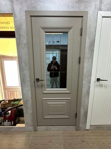двери мешкомнатный: Межкомнатная дверь со стеклом, Сосна, цвет - Серый, 200 * x 80 см, Новый — 1