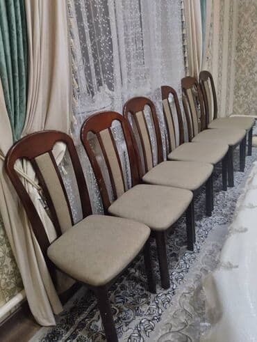 купить подвесное кресло: Комплект из стульев с обивкой из ткани нейтрального бежевого цвета — 3