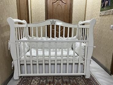 детские кровати фото: Детская кроватка-трансформер, белая - Материал: массив/МДФ, окраска в — 4