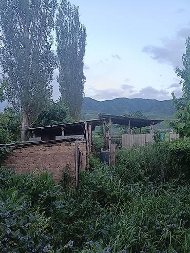 Небольшие хозпостройки с навесами на участке в живописном месте у