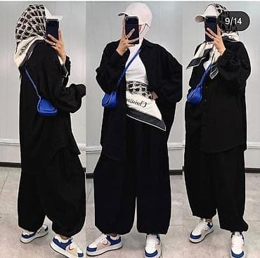 оверсайз одежды: Костюм oversize для женщин в стиле modest fashion. Состав комплекта — 6