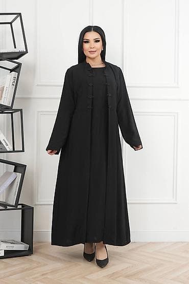 мусулманская одежда: Повседневное платье, Длинная модель, Лен, Прямое, Все размеры — 4