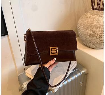 чехол для диванов: Сумка через плечо, темно‑коричневая, с комбинированной фактурой: - — 1