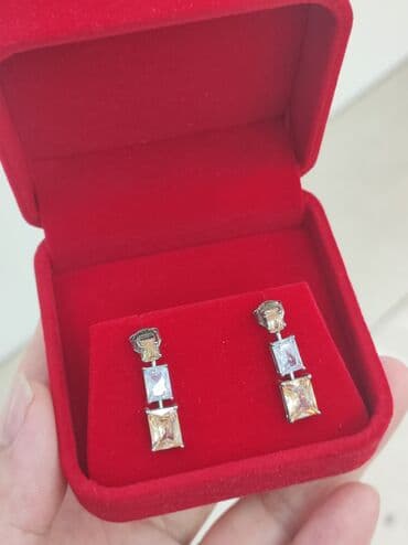 сырга: Күмүш сөйкөлөр, Үлгүсү 925, Циркон, Аялдарга, Жаңы — 3