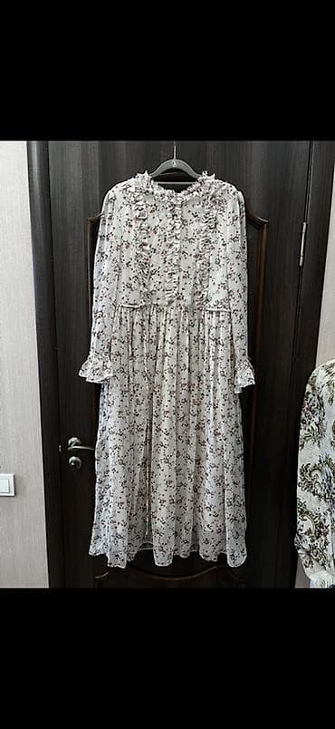 джинсовки: Платье миди с нежным цветочным принтом - Цвет: молочный фон с — 1