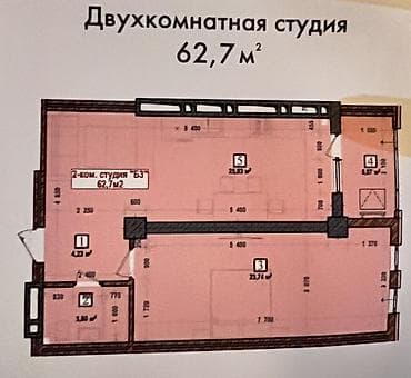 квартираы: 2 комнаты, 62 м², 12 этаж, Готовая ПСО (под самоотделку) — 1