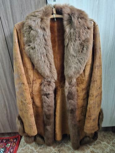 Элегантная женская дублёнка из натуральной кожи коричневого цвета с