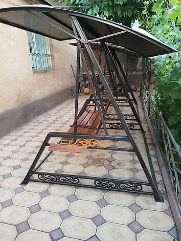 мелочи жизни: Садовые качели Металл, Со спинкой, С крышей — 8