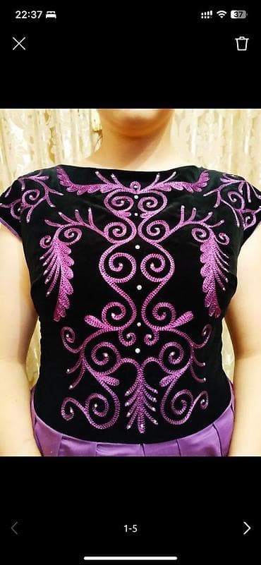 шикарный вечерний наряд: Вечернее платье от Обозовой фиолетового цвета. - Верх: бархат — 5