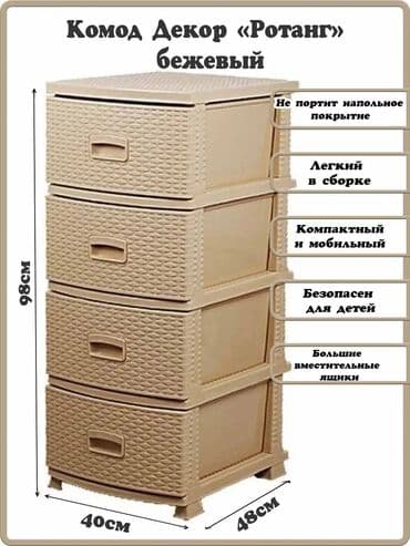 Комод для ванны, Новый, Без раковины, Пластик, цвет - Бежевый, Бесплатная доставка, Платная доставка