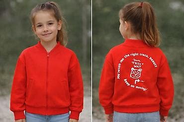 Детский бомбер/кофта на молнии, цвет ярко‑красный. Бренд: Pelican