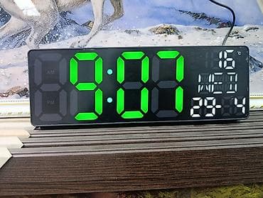 Декор жана интерьер: Большие настенные/настольные LED-часы-календарь с термометром и — 1