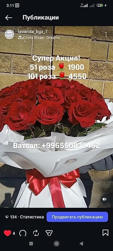 купить комнатные цветы в бишкеке: Букеты 51 роза — 2