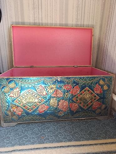 Сундук, Для белья, Дерево, цвет - Голубой