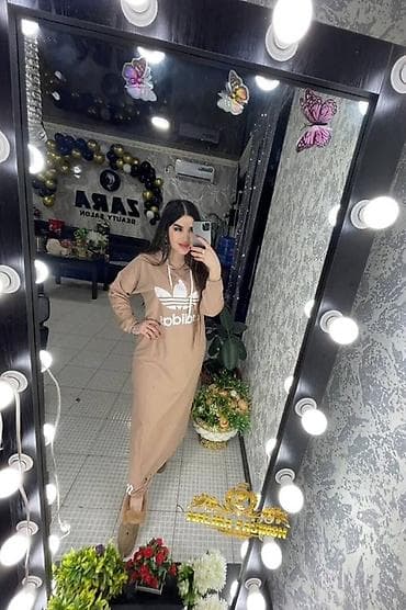 тедди толстовка: Спортивное платье-худи с логотипом Adidas (стиль Trefoil) - Свободный — 3