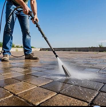 терраса: Уборка территории, Чистка брусчатки — 2