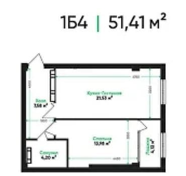 Квартиры: 2 комнаты, 51 м², Элитка, 10 этаж, Готовая ПСО (под самоотделку) — 2