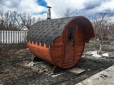 горные камни: Баня-бочка (мобильная сауна) - Форма «бочка» на опорах; компактная — 2