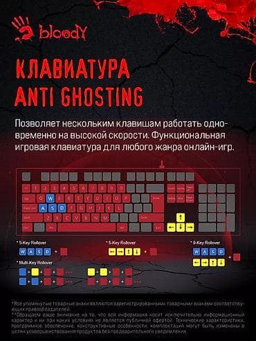 bloody b500n: Клавиатура, Bloody, Проводное подключение, Размер: 100% — 5
