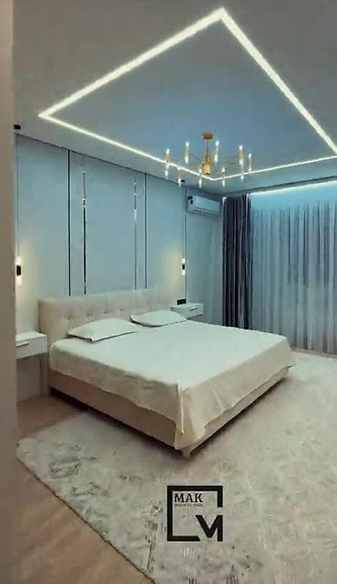 спальный гарнитур в стиле хай тек: Спальный гарнитур, Двуспальная кровать, Металл, цвет - Белый — 8