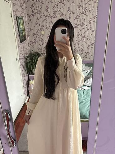 белый платия: Новое/1-раза надевала на кыз узатуу. Платье-макси нежного кремового — 4