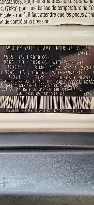 chevrole spark: Subaru Outback: 2010 г., 2.5 л, Автомат, Универсал — 9