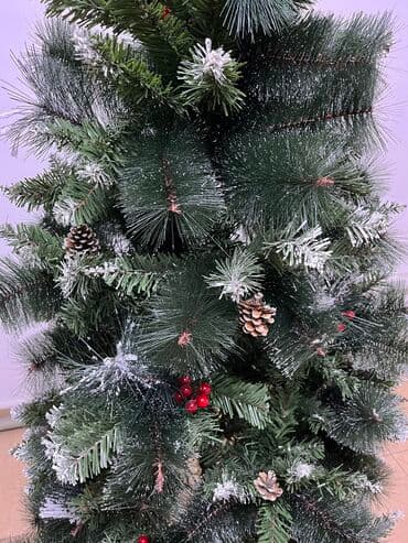 домик для: Светящаяся Микс Ёлка Ель и сосна, с домиками, шишками и ягодками 180см — 2