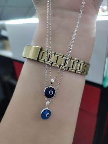 купить свадебное платье недорого: Серебряные Цепочки с подвесками "Коз мончок" Серебро 925 пробы — 6