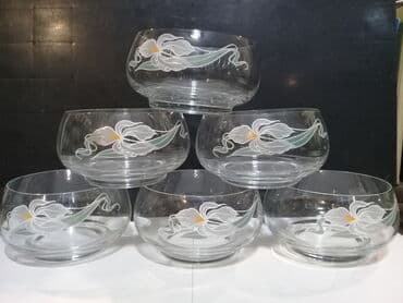 куда можно сдать хрустальную посуду: Богемское стекло. Ирисы. Чехословакия 1980- гг. Комплект (креманки 6 — 1