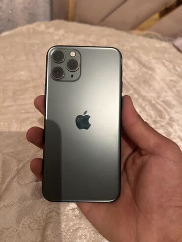 телефон 11 айфон: IPhone 11 Pro, Колдонулган, 64 ГБ, Jet Black, Каптама, 75 % — 1