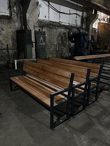 дерево куб: Скамейка Металл, Со спинкой, Без крыши — 2