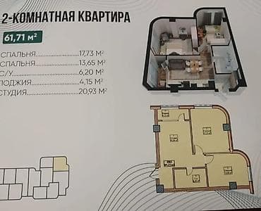 Продажа квартир: 3 комнаты, 61 м², Элитка, 13 этаж, Готовая ПСО (под самоотделку) — 2