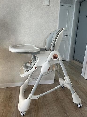 стульчик качеля для кормления: Детский стульчик для кормления. - Цвет: белый с серыми вставками и — 3