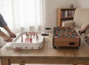Настольные игры в комплекте, включающем настольный футбол и настольный