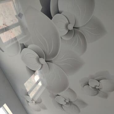 натожный потолок: Керме шыптар Жылтырак, Жылтырабаган, 3D потолоктор Кепилдиги, Акысыз консультация, Акысыз ченөө — 13