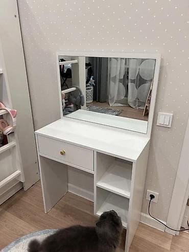 Жылытуу: Даараткана үчүн үстөл, Жаңы, Күзгүсү менен, түсү - Ак, МДФ — 5