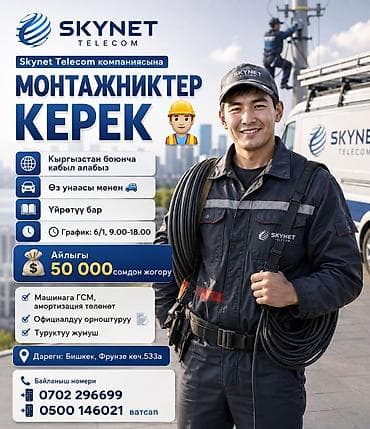 Сетевой маркетинг: Skynet Telecom компаниясына МОНТАЖНИКТЕР КЕРЕК 👷‍♂️ Кыргызстан боюнча — 2