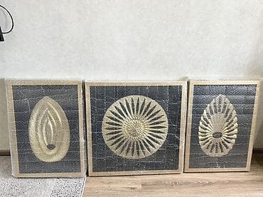 большая ваза для цветов: Настенные панно (набор из 3 штук) в абстрактном стиле. - Цветовая — 1