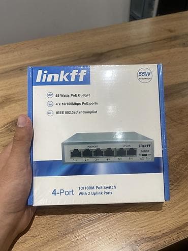 Настольные ПК и комплектующие: PoE-коммутатор Linkff 4-Port (10/100M) с 2 uplink-портами Основные — 1