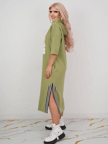 прокат карнавальных костюмов в бишкеке бишкек: Повседневное платье, Made in KG, Осень-весна, Длинная модель, 5XL — 2