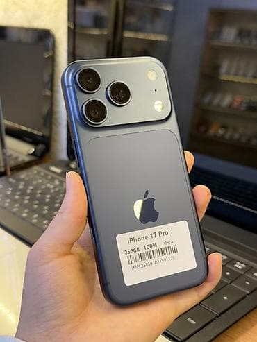 tecno pova neo 3: IPhone 17 Pro, Б/у, 256 ГБ, Синий, Зарядное устройство, Защитное стекло, Чехол, В рассрочку, 100 % — 1