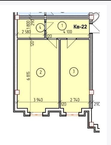 1 комната, 52 м², Элитка, 7 этаж, ПСО (под самоотделку) — 2