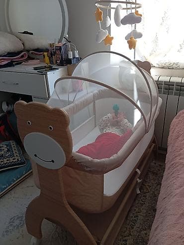 детскую переносную люльку: Люлька, Колыбель, Дерево, цвет - Бежевый — 2