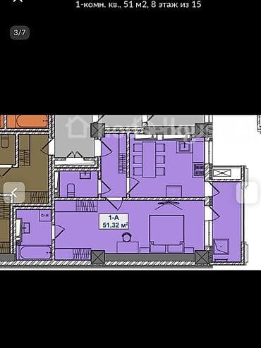 bay tash tower: 1 комната, 51 м², Элитка, 8 этаж, Готовая ПСО (под самоотделку) — 5