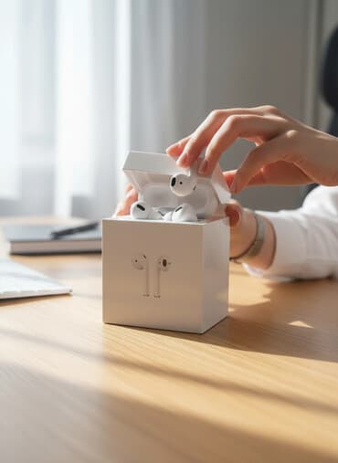 Компьютердик чычкандар: Беспроводные наушники Apple AirPods (с зарядным футляром) - — 1