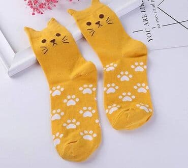 чебурашка из плюшевой пряжи: Высококачественные 100% хлопковые милые носки с мультяшным котом — 4