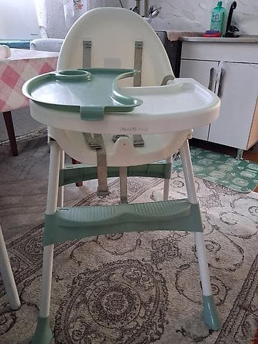 foldable table: Стульчик для кормления, Б/у, Другой бренд, Пластик, Другой вид, цвет - Белый — 1