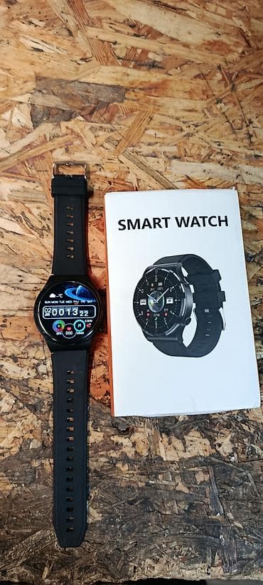 Смарт-часы (круглый дисплей, черный ремешок) бу две недели носил. -